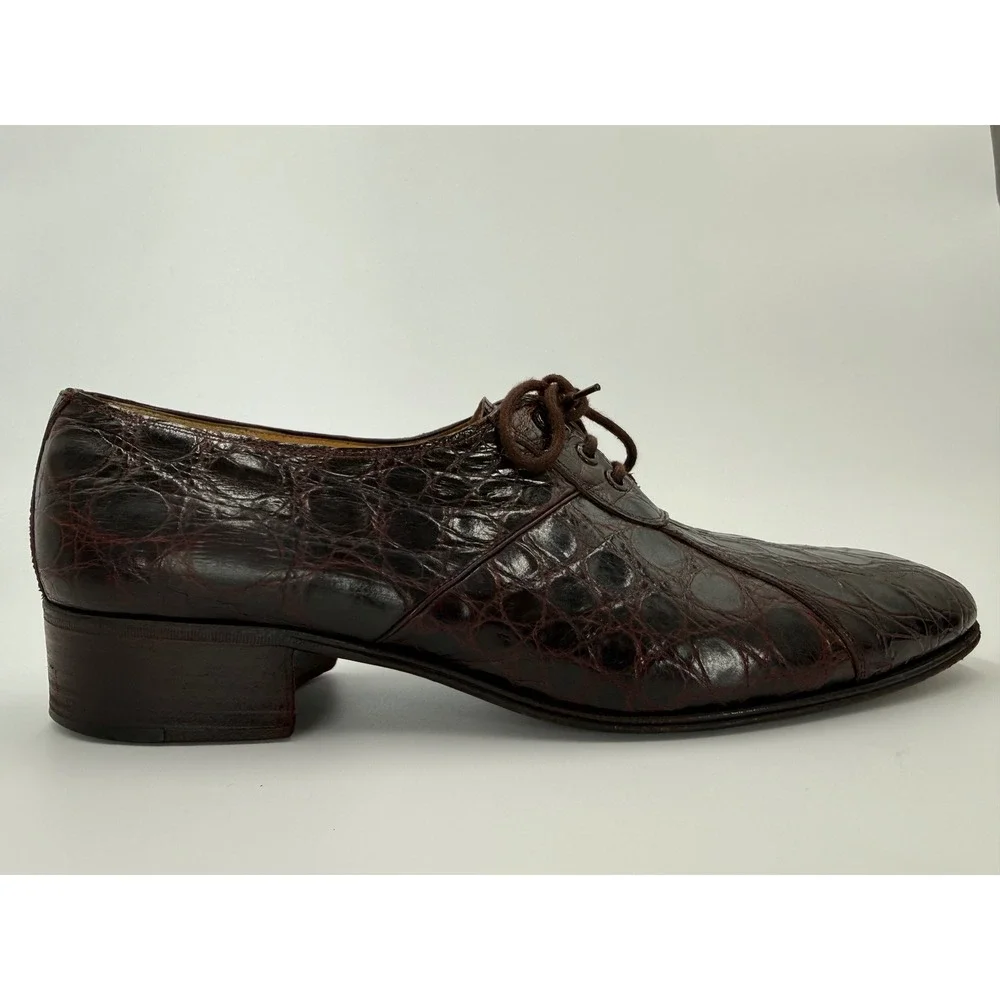 Traversi‎ by Fratelli Brown Alligator Crocodile Leather Oxfords Mens 8 D Italy